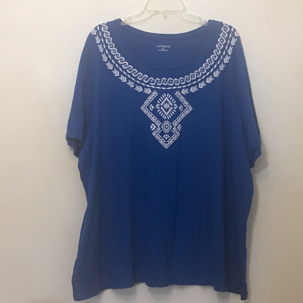 Catherines Aztec Print Cotton Tshirt Top 3X 26/28W